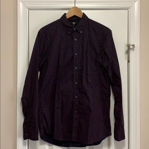 Button up dress shirt with pink polka dots